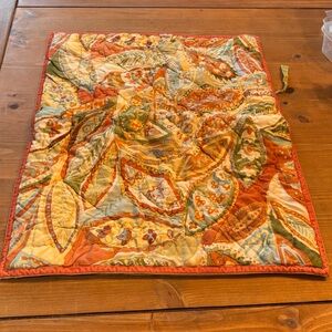 Pottery Barn quilted floral silk cotton standard pillow sham orange/green